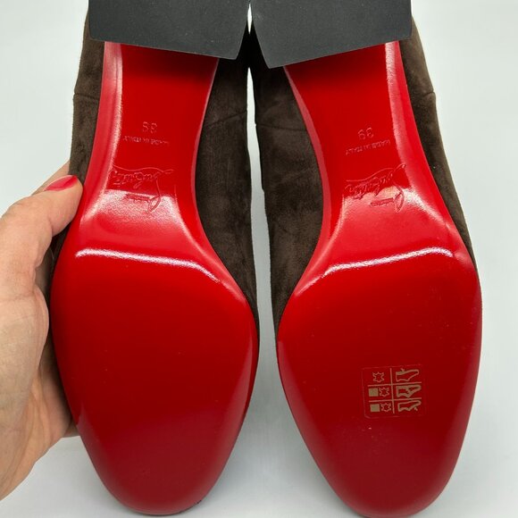 Christian Louboutin TURELASTIC 85 Suede Chelsea Ankle Bootie Boots Heels - Picture 14 of 16